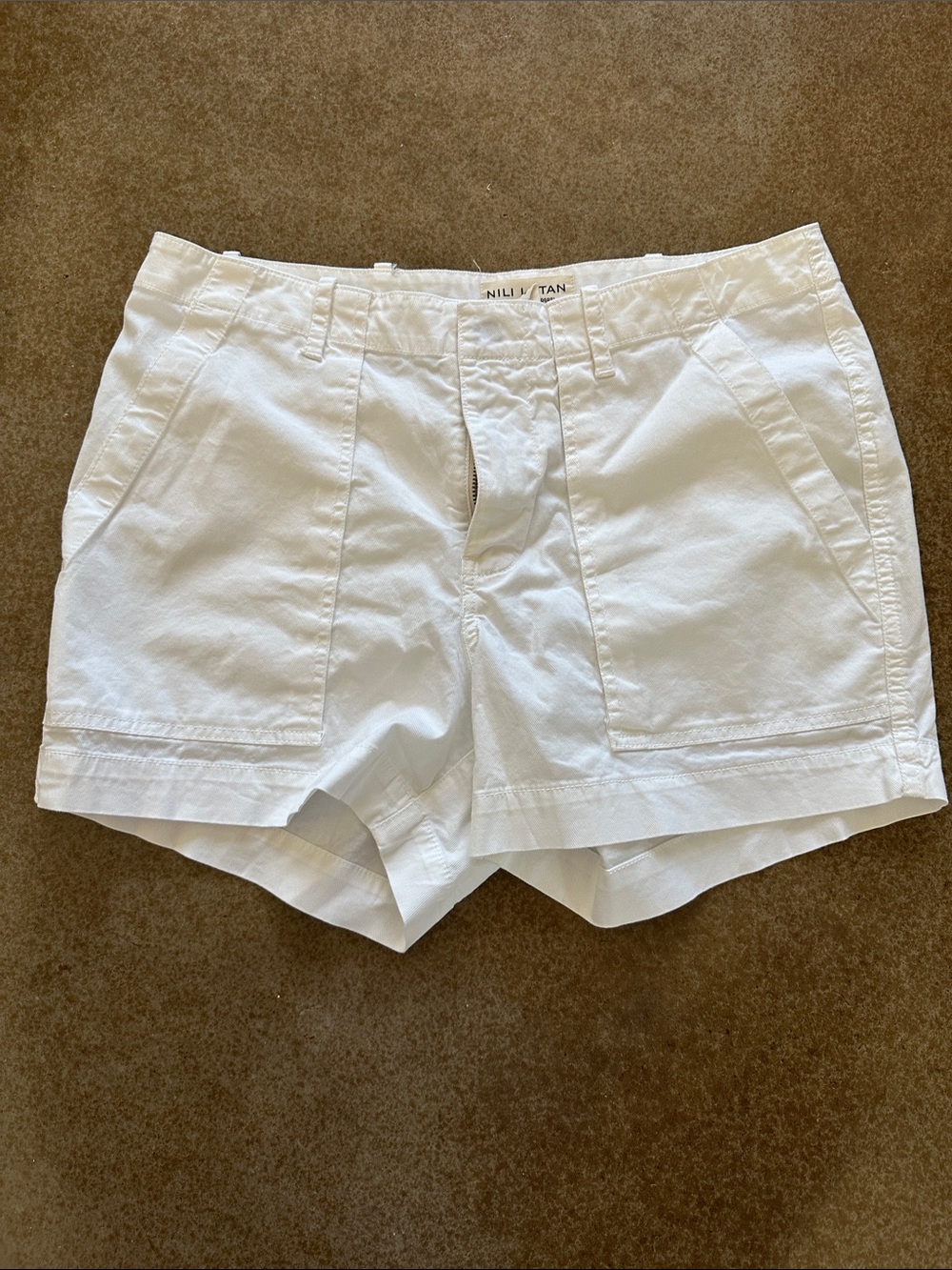 Nili Lotan utility shorts vintage cream